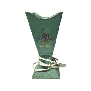 Vintage Incense Burner Oud Frankincense Resin Square Green Floral India